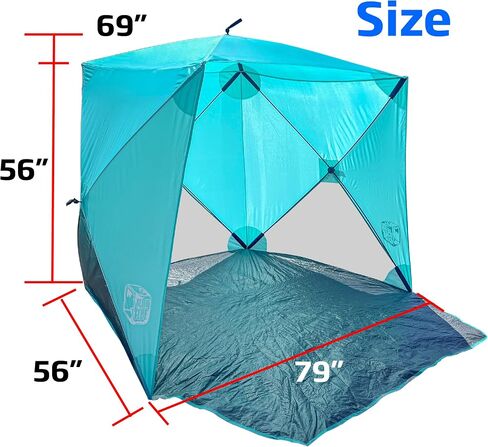 Beach Cube Pop Up Beach Tent Portable Shade Sun Shelter UPF50+ UV Protection for 4 Person Expandable Floor for Beach Fishing Hiking Camping – Aqua Color in Saudi Arabia