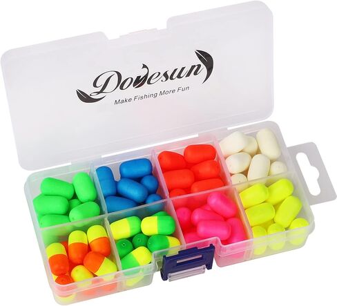 Dovesun 220/104/80/54/42 قطعة من الفوم يطفو على منصات بومبانو لصيد الأسماك يطفو على الصيد يطفو على الماء بألوان زاهية دائرية، رصاصة، أسطواني، يدور مع صندوق أدوات in Kuwait
