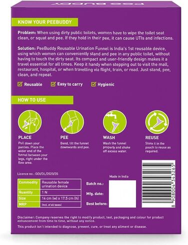 PeeBuddy Reusable Female Urination Device for Women - 1 Unit | Female Urinal Cup, Stand and Pee Funnel | Perfect for Travel, Outdoor Activities Including Camping, Hiking and Festivals in Saudi Arabia