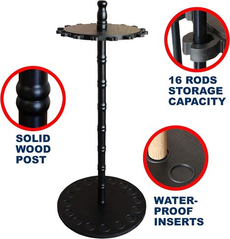 Rush Creek Creations Fishing Rod Holders for Garage, Fishing Pole Rack, Floor Stand Holds up to 16 Rods, Fishing Gear Equipment Storage Organizer, Fishing Gifts for Men in Saudi Arabia