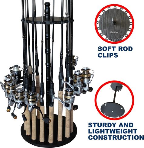Rush Creek Creations Fishing Rod Holders for Garage, Fishing Pole Rack, Floor Stand Holds up to 16 Rods, Fishing Gear Equipment Storage Organizer, Fishing Gifts for Men in Saudi Arabia