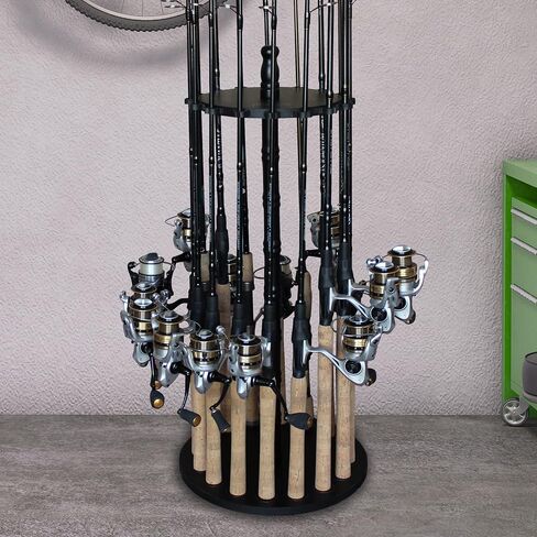 Rush Creek Creations Fishing Rod Holders for Garage, Fishing Pole Rack, Floor Stand Holds up to 16 Rods, Fishing Gear Equipment Storage Organizer, Fishing Gifts for Men in Saudi Arabia