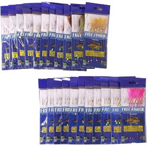 Bait Fishing Rigs, 22 Packs Fishing Bait Rigs Fish Skin Feather Hooks for Freshwater Saltwater in Kuwait