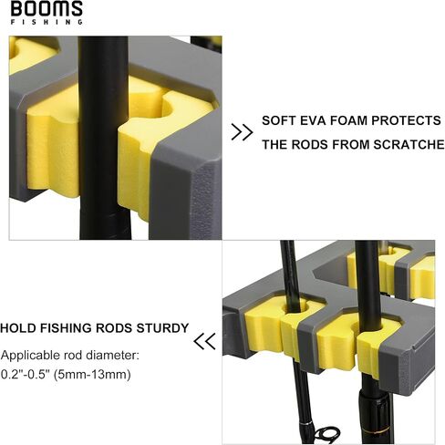Booms Fishing WV4 Fishing Pole Holder, Wall Mounted Fishing Rod Holders for Garage, Vertical/Horizontal/Ceiling Fishing Pole Rack,Store Up to 10 Rods to Save Your Space, Black in Kuwait