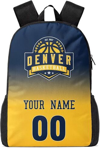 Denver Custom Backpack High Capacity,Add Personalized Name And Number, Backpack for Men Women,Basketball Bags for Teenagers in Kuwait