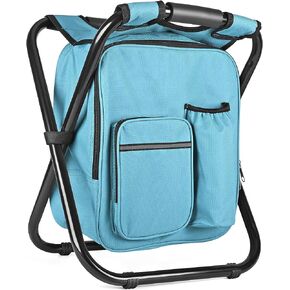 Kikerike Backpack Stool Cooler Chair Heavy Duty 300 LBS Max Load Portable Lightweight Folding Fishing Cooler for Camping Hunting Fishing - Black in Saudi Arabia