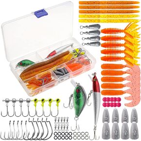 مجموعة طُعم الصيد، أدوات صيد الأسماك، بما في ذلك الديدان البلاستيكية والديدان المعدنية الصلبة، ضفادع VIB Jigs، معدات صيد الأسماك لسمك السلمون المرقط، 70/87/181 قطعة من أدوات صيد الأسماك in Kuwait