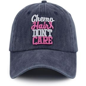 Fxbwhtey Chemo Hair Don't Care Baseball Cap for Men Women, Adjustable Washed Cotton 3D Embroidered Pink Ribbon Hat in Saudi Arabia
