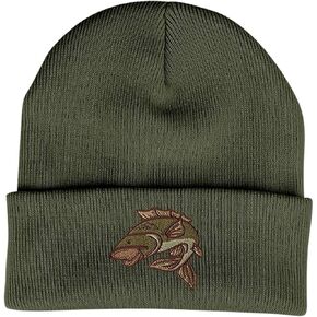 Bang Tidy Clothing Carp Fishing Gifts for Men - Beanie Hat Knit Cap Fisherman Gift with Embroidered Fish