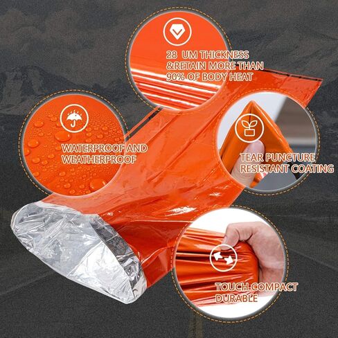 مأوى البقاء على قيد الحياة في حالات الطوارئ، كيس بيفي الحراري للطوارئ، كيس نوم للبقاء على قيد الحياة، كيس مقاوم للماء، كيس نوم مايلر، أكياس نوم في حالات الطوارئ للبقاء على قيد الحياة، كيس بيفي محمول خفيف الوزن للتخييم in Kuwait