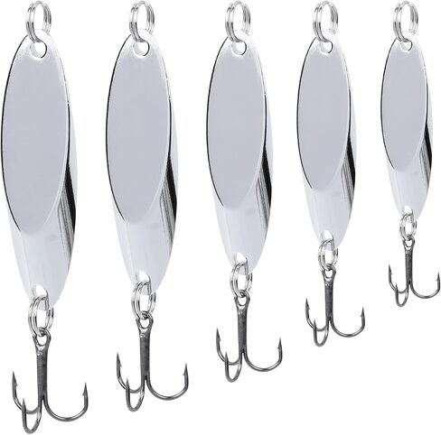 Fishing Lures Fishing Spoons, Hard Metal Spinner Baits Flash for Trout Bass | 5/25/30/50PCS Fishing Spoon Lures, Metal Spinner Bait with Treble Hook, Casting Lure for Trout Bass Salmon Freshwater Fishing in Kuwait