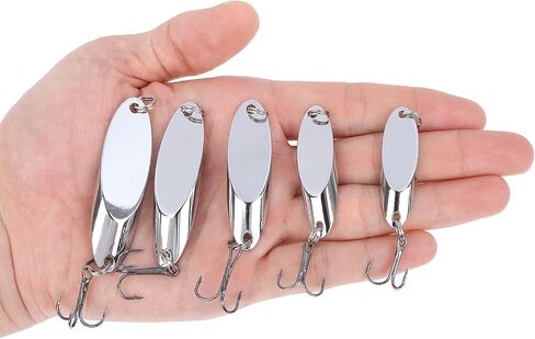 Fishing Lures Fishing Spoons, Hard Metal Spinner Baits Flash for Trout Bass | 5/25/30/50PCS Fishing Spoon Lures, Metal Spinner Bait with Treble Hook, Casting Lure for Trout Bass Salmon Freshwater Fishing in Kuwait