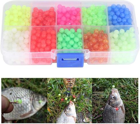 Zerone 1000PCS Artificial Fishing Baits Plastic Round Beads Fishing Tackle Lures Swimbait Bass Lures Outdoor Fishing in Saudi Arabia