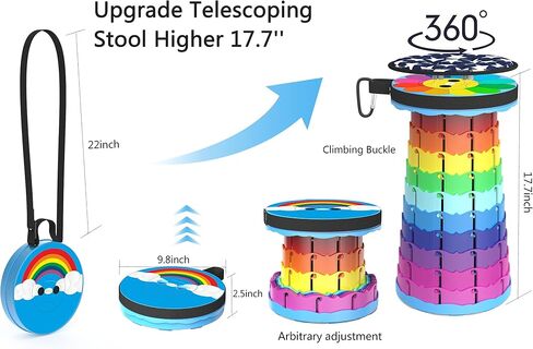 ALEVMOOM Upgraded Portable Collapsible Folding Stool with Cushion Retractable Telescoping Stool for Adults Sturdy Capacity 440lbs Camping Chair for Outdoor Hiking Garden with Bag,Carabiner in Saudi Arabia