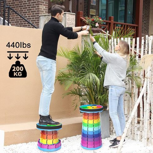 ALEVMOOM Upgraded Portable Collapsible Folding Stool with Cushion Retractable Telescoping Stool for Adults Sturdy Capacity 440lbs Camping Chair for Outdoor Hiking Garden with Bag,Carabiner in Saudi Arabia