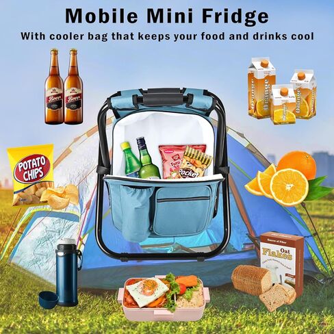Kikerike Backpack Stool Cooler Chair Heavy Duty 300 LBS Max Load Portable Lightweight Folding Fishing Cooler for Camping Hunting Fishing - Black in Kuwait