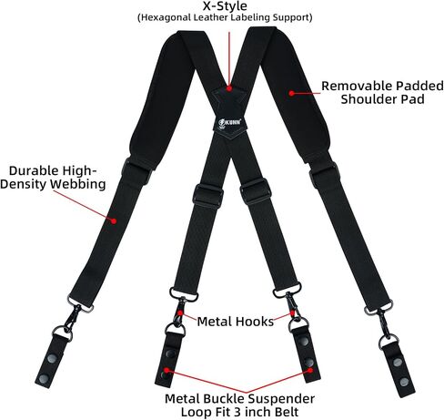 KUNN Tactical Harness Police Suspenders for Duty Belt with Metal Hook Adjustable Padded Shoulder Pads,Army Green in Kuwait