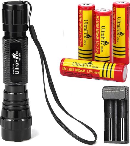 ULTRAFIRE LED Single Mode Flashlight with 4 PCS UFB18 and Charger, 500 Lumens Mini Tactical Flashlight Kit for Hiking Camping Outdoor Emergency in Saudi Arabia