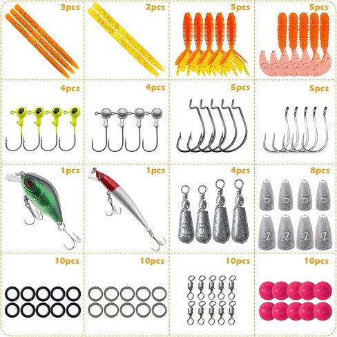 مجموعة طُعم الصيد، أدوات صيد الأسماك، بما في ذلك الديدان البلاستيكية والديدان المعدنية الصلبة، ضفادع VIB Jigs، معدات صيد الأسماك لسمك السلمون المرقط، 70/87/181 قطعة من أدوات صيد الأسماك in Kuwait