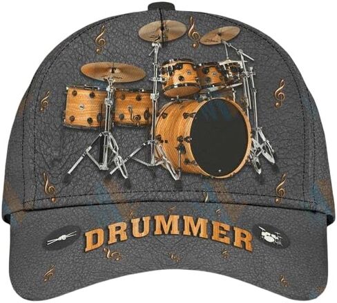 قبعة بيسبول ENCYCOM Drummer - قبعة موسيقية - قبعة قابلة للتخصيص، قبعة لمحبي البيسبول الموسيقى للرجال والنساء للجنسين مقاس واحد يناسب الجميع in Kuwait