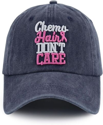 Fxbwhtey Chemo Hair Don't Care Baseball Cap for Men Women, Adjustable Washed Cotton 3D Embroidered Pink Ribbon Hat in Saudi Arabia