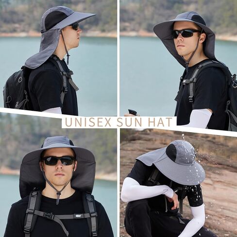 Sun Hat for Men Women with Neck Flap,UPF 50+ UV Protective Hiking Fishing Hats,Wide Brim Sun Hat for Women&Men in Saudi Arabia