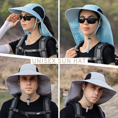 Sun Hat for Men Women with Neck Flap,UPF 50+ UV Protective Hiking Fishing Hats,Wide Brim Sun Hat for Women&Men in Saudi Arabia