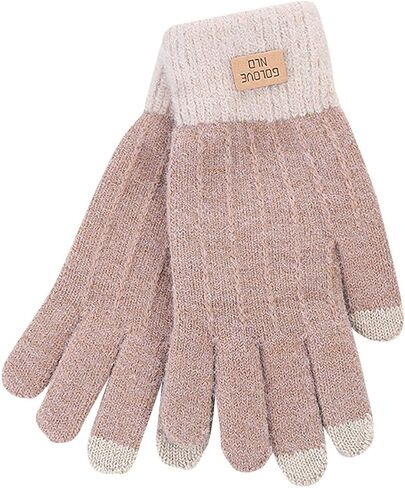 Mens Womens Winter Knit Gloves Warm Full Fingers Thermal Warm Knit Glove for Running Driving Hiking in Kuwait