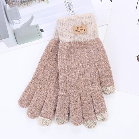 Mens Womens Winter Knit Gloves Warm Full Fingers Thermal Warm Knit Glove for Running Driving Hiking in Kuwait