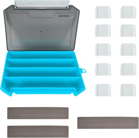 Aventik Fly Box Portable Jig Head Storage Ice Box Crappie Bass Lure Box Jig Storage Fishing Tackle Box 8.2x5.4x1inch (Blue with foam) in Kuwait