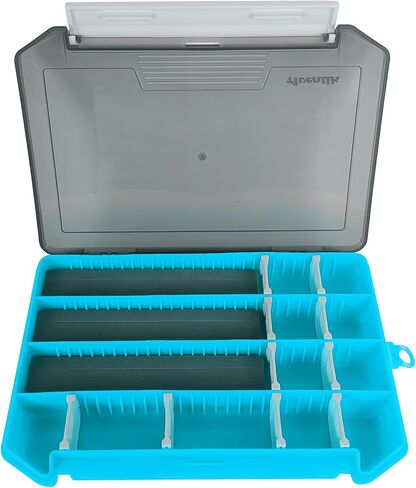 Aventik Fly Box Portable Jig Head Storage Ice Box Crappie Bass Lure Box Jig Storage Fishing Tackle Box 8.2x5.4x1inch (Blue with foam) in Kuwait