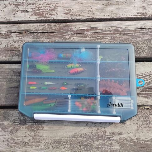 Aventik Fly Box Portable Jig Head Storage Ice Box Crappie Bass Lure Box Jig Storage Fishing Tackle Box 8.2x5.4x1inch (Blue with foam) in Kuwait
