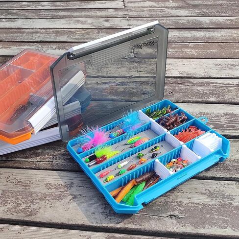 Aventik Fly Box Portable Jig Head Storage Ice Box Crappie Bass Lure Box Jig Storage Fishing Tackle Box 8.2x5.4x1inch (Blue with foam) in Kuwait
