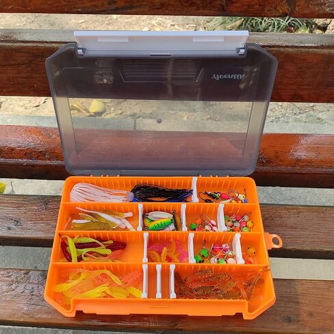 Aventik Fly Box Portable Jig Head Storage Ice Box Crappie Bass Lure Box Jig Storage Fishing Tackle Box 8.2x5.4x1inch (Blue with foam) in Kuwait