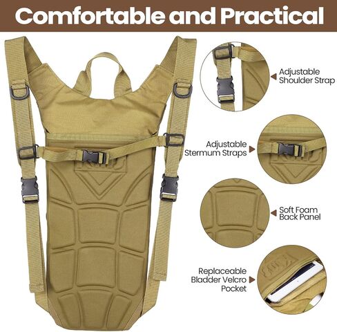 Cunno 3 Pcs Water Backpack Tactical Hydration Pack with 3 Liter Hydration Water Bladder Military Daypack Water Backpack Water Bag Backpack for Hiking Running Cycling Climbing in Saudi Arabia