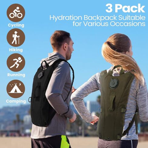Cunno 3 Pcs Water Backpack Tactical Hydration Pack with 3 Liter Hydration Water Bladder Military Daypack Water Backpack Water Bag Backpack for Hiking Running Cycling Climbing in Saudi Arabia