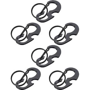 INOOMP 6Pcs Carabiner Clips Stainless Steel Spring Snap Hook Multipurpose D Ring Buckle Beer Bottle Openers for Hiking Camping Accessories in Saudi Arabia