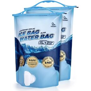 TOURIT Reusable Ice Bag 2.5lb Ice Pack for Cooler, Bag of Ice Collapsible Water Container with Spigot for Camping, Hiking, Drinking