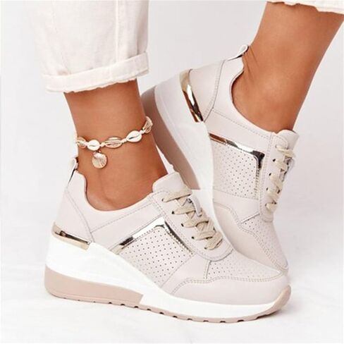 Ladmiple Sneakers For Women Slip On Wide Width Walking Shoes Fashion Dressy Casual Summer Lace Up Platform Flats Loafers in Kuwait