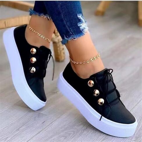 Ladmiple Sneakers For Women Slip On Wide Width Walking Shoes Fashion Dressy Casual Summer Lace Up Platform Flats Loafers in Kuwait
