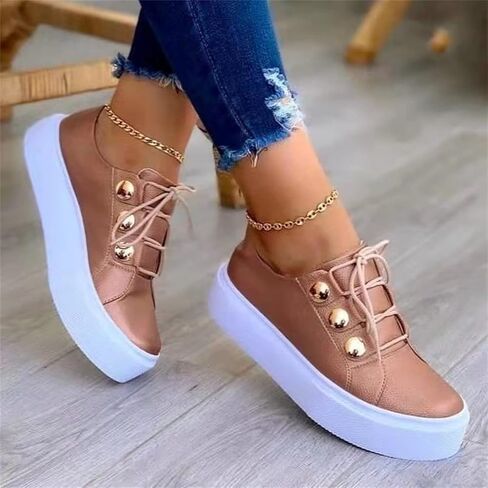 Ladmiple Sneakers For Women Slip On Wide Width Walking Shoes Fashion Dressy Casual Summer Lace Up Platform Flats Loafers in Kuwait