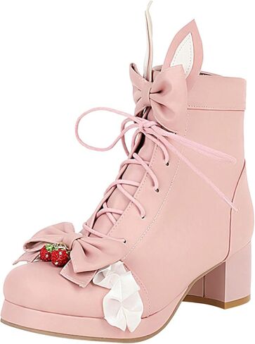 Peqiut راعية البقر أحذية النساء المرأة حذاء من الجلد جلد لطيف القوس عقدة الأحذية الغربية جولة تو كعب مكتنز الدانتيل يصل الجوارب in Kuwait