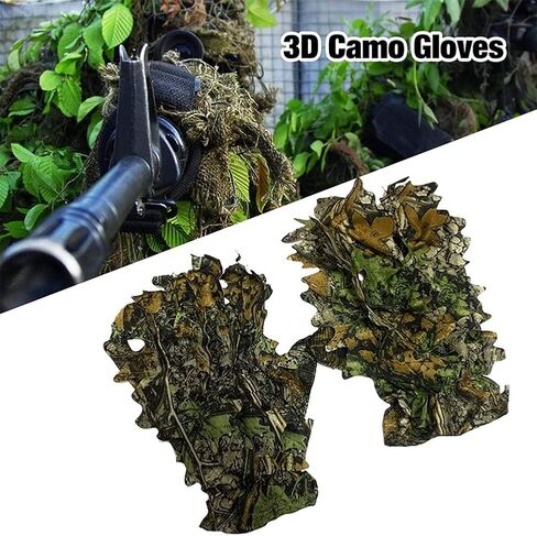 Ghillie Suit Accessories 3D Leaf Camo Gloves Leafy Camouflage Hunting Suits Gloves Outdoor Anti-Slip Sports Hunting Gloves for Men in Saudi Arabia