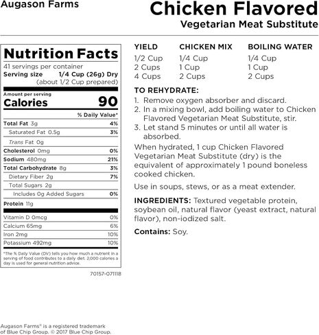 Augason Farms 5-70147 Chicken Flavored Vegetarian Meat Substitute, Blue, Large in Saudi Arabia