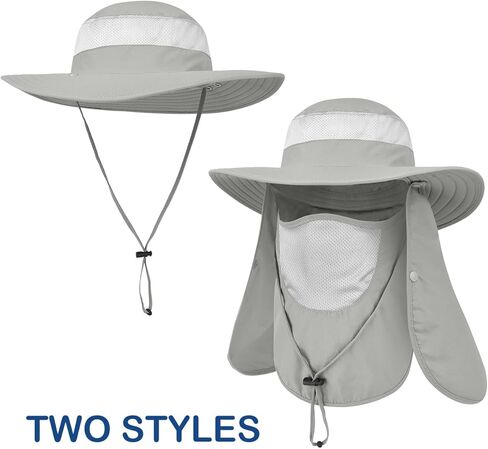 3 قطع من قبعة الشمس الخارجية للرجال/النساء، قبعة صيد بعامل حماية من الأشعة فوق البنفسجية 50 مع غطاء كامل للرقبة والوجه للتنزه سيرًا على الأقدام والحديقة in Kuwait