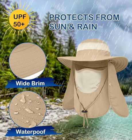 3 قطع من قبعة الشمس الخارجية للرجال/النساء، قبعة صيد بعامل حماية من الأشعة فوق البنفسجية 50 مع غطاء كامل للرقبة والوجه للتنزه سيرًا على الأقدام والحديقة in Kuwait