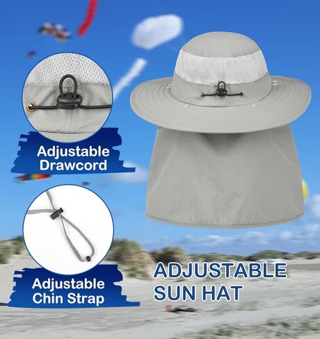 3 قطع من قبعة الشمس الخارجية للرجال/النساء، قبعة صيد بعامل حماية من الأشعة فوق البنفسجية 50 مع غطاء كامل للرقبة والوجه للتنزه سيرًا على الأقدام والحديقة in Kuwait