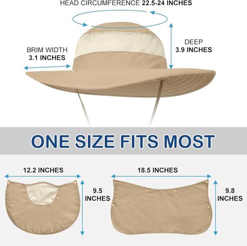 3 قطع من قبعة الشمس الخارجية للرجال/النساء، قبعة صيد بعامل حماية من الأشعة فوق البنفسجية 50 مع غطاء كامل للرقبة والوجه للتنزه سيرًا على الأقدام والحديقة in Kuwait