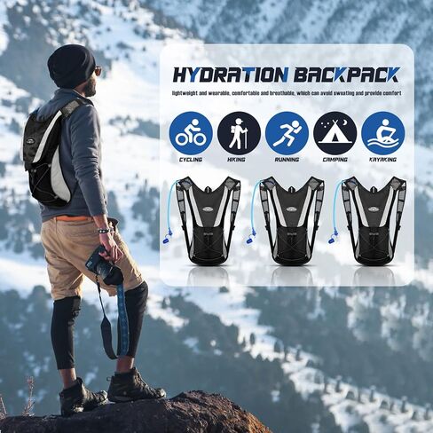 حقيبة ظهر للترطيب مكونة من 3 قطع من ريجيناري مع مثانة مياه سعة 2 لتر، حقيبة ظهر للمشي لمسافات طويلة مع حقيبة ظهر للترطيب في المثانة المائية للمشي لمسافات طويلة في الهواء الطلق والجري وركوب الدراجات والتخييم للرجال والنساء in Kuwait