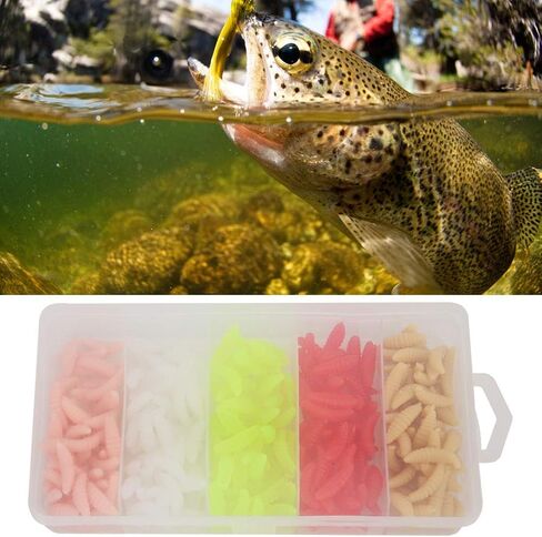 طعم صيد السمك من تافوكو، طعم ناعم، طعم صيد السمك، 250 قطعة 2 سم محاكاة Tenebrio Molitor ملحق طعم السمك لصيد الأسماك في المياه العذبة في البحر in Kuwait